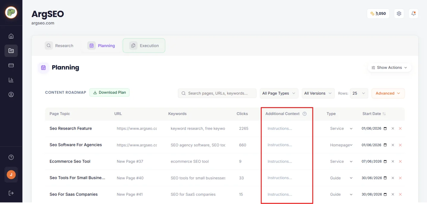 ArgSEO Automated SEO Content Planning