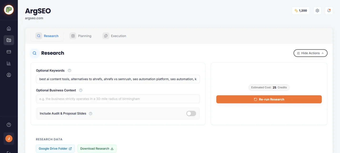 ArgSEO Automated SEO Keyword Research