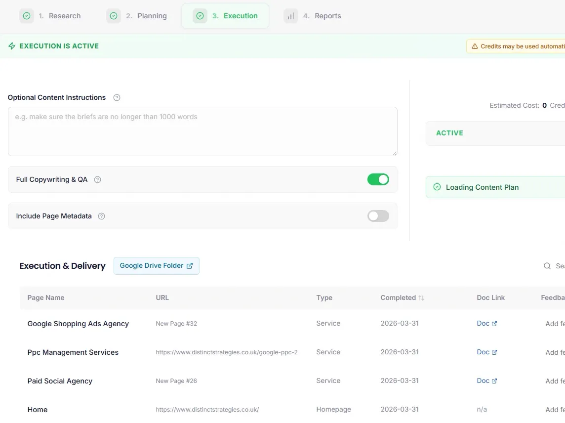 Defining keyword targets and page types