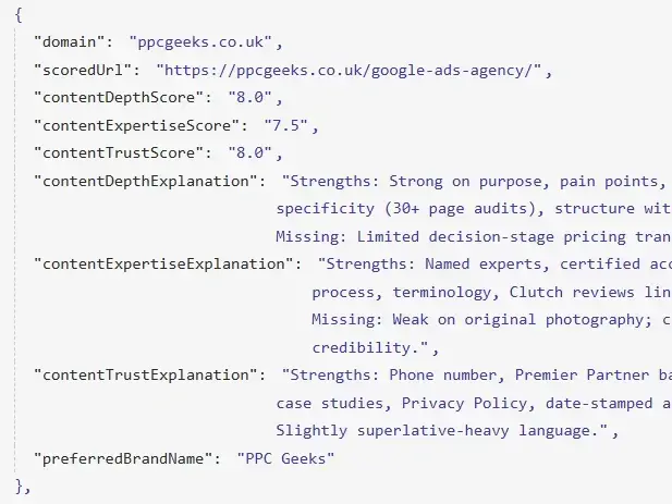 ArgSEO data table showing source of recommendations